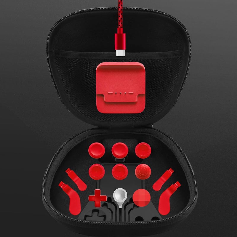 VANPARK Complete Component Pack for Xbox Elite Controller Series 2 Core，Accessories Include 1 Carrying Case, 1 Charging Dock&Cable, Metal 6 Joysticks, 4 Paddles, 2 D-Pads, 1 Adjustment Tool(Red) - Image 2